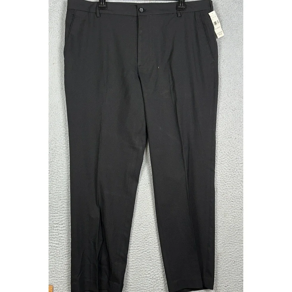 NEW Van Heusen Pants Mens 38X29 Black Straight Fit Dress Stretch Trousers Pocket